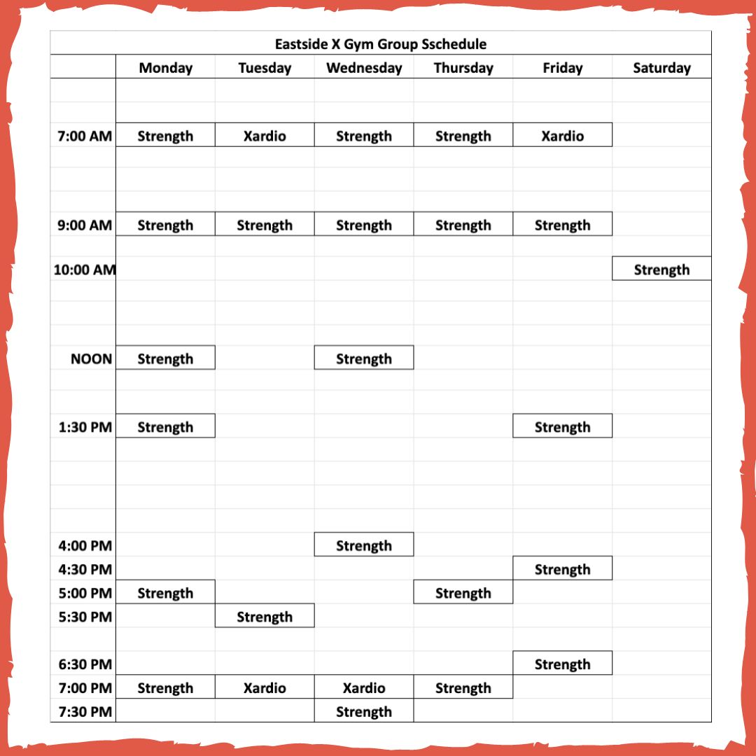 Gym schedule outlet chart